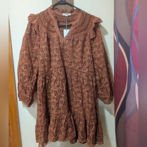 American Eagle Outfitters Brown Ruffled Tiered Sundress